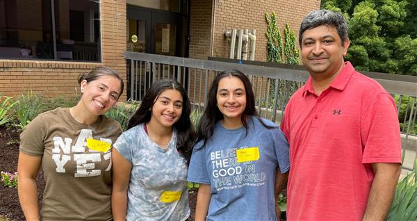 Several families helped with the beautification project including L-R Isa Marin and daughter Sofia Morales-Marin and Riana Shah and her father Sunit Shah.
